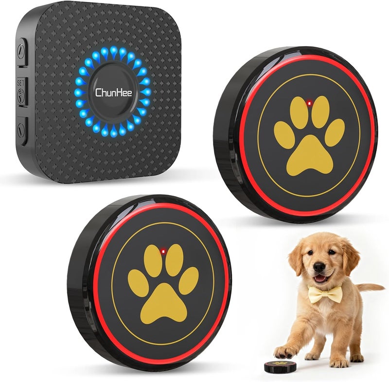ChunHee Dog Door Bell for Potty Training – Wireless Doggie Doorbell to Go Outside, 1.6in Touch Surface, Easy for Puppy & Adult Dogs, IP55 Waterproof, 500FT Range, 55 Ringtones, Adjustable Volume - Image 1